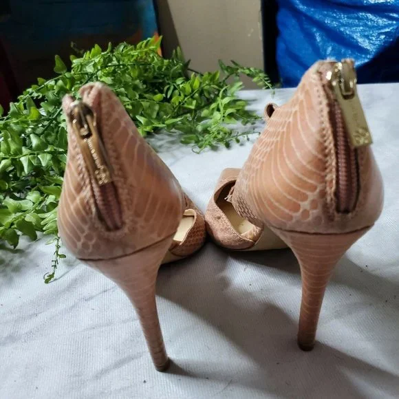 Jessica Simpson Coswell Blush Pink Snake Embossed Faux Leather Pointed Toe Pump - Picture 5 of 11